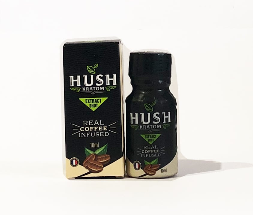 HUSH Kratom Liquid Shot Real Coffee Infused – display box
