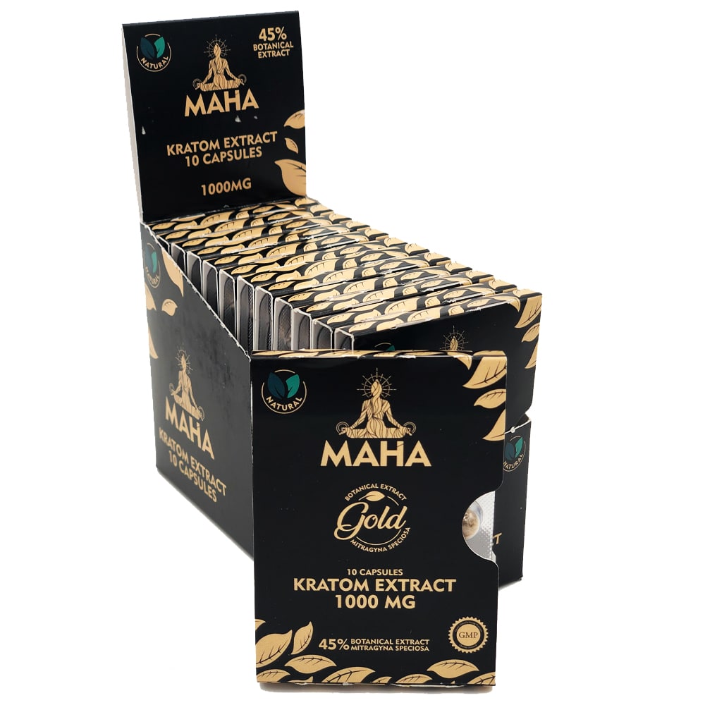 MAHA Gold Kratom Extract Capsules – 10ct