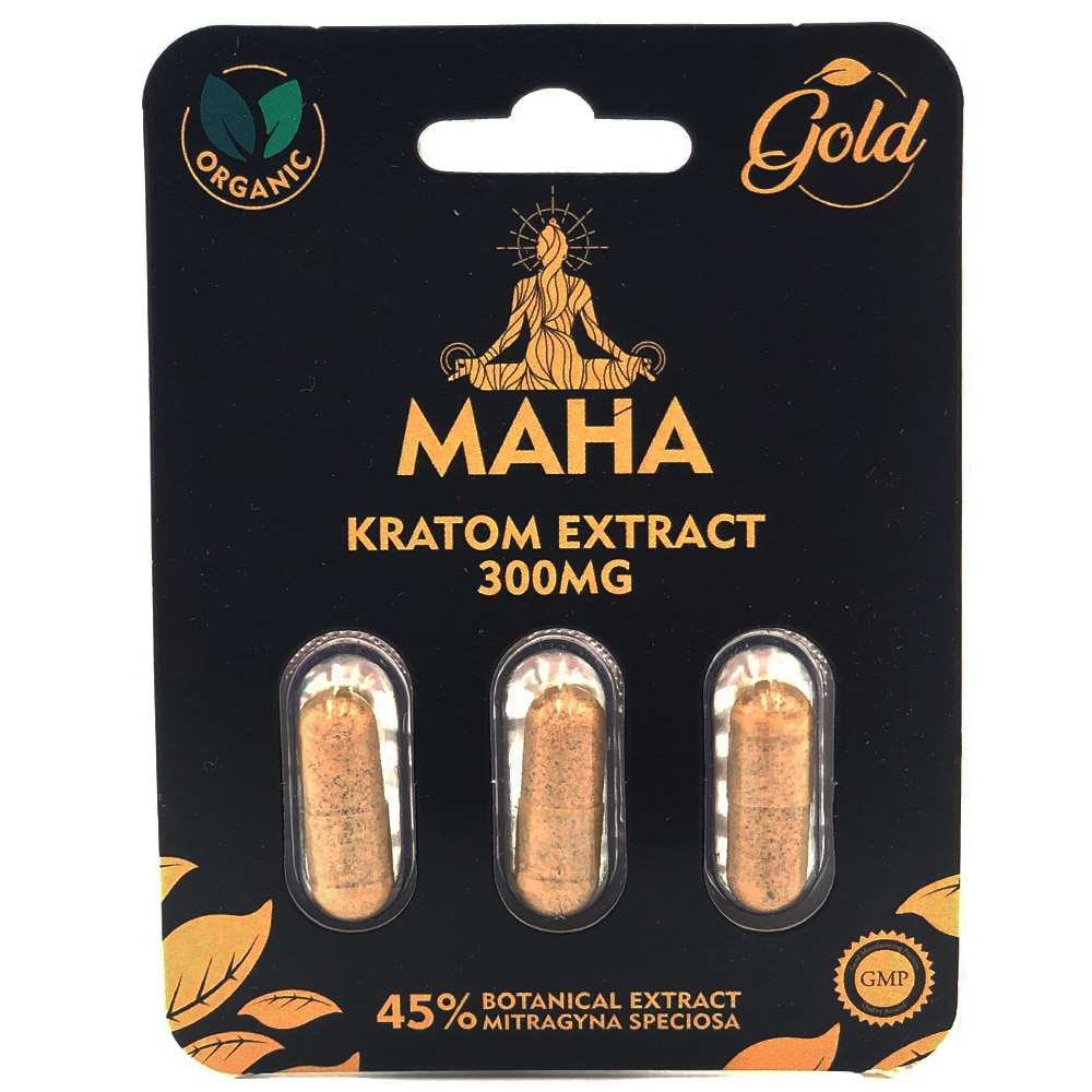 MAHA Gold Kratom Extract Capsules – 10ct