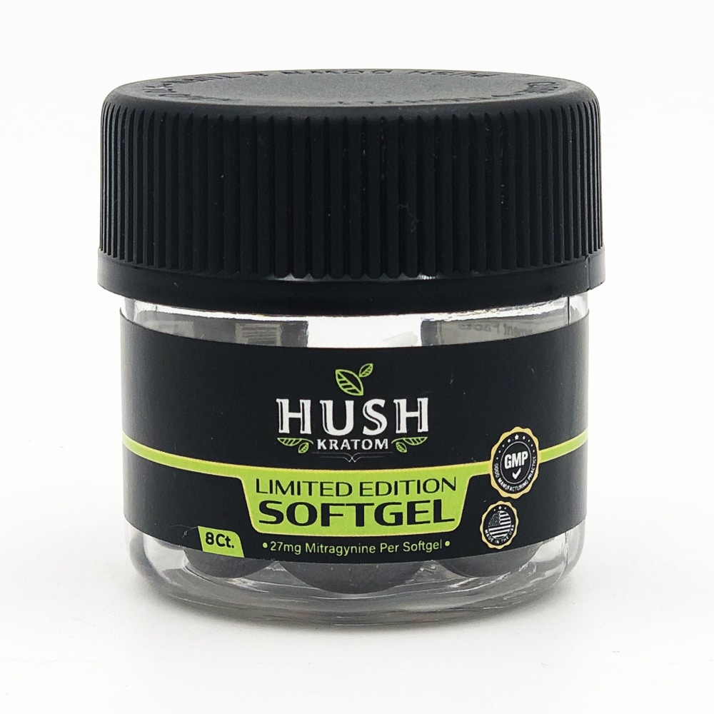 HUSH XL Soft Gels Kratom Extract Capsules – 8 count