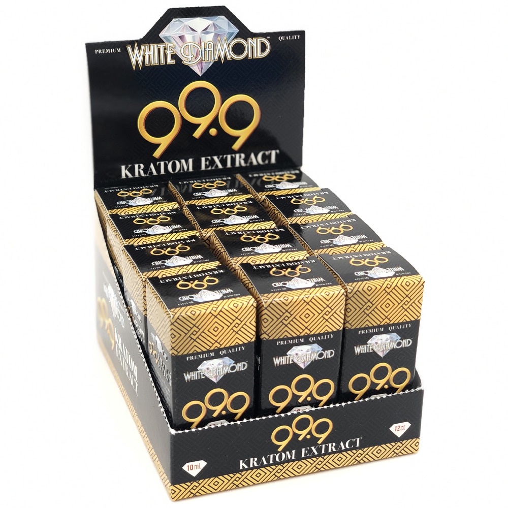 White Diamond 99.9 Extract Kratom Liquid Shot – display box 10ml 12 bottles