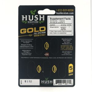 HUSH GOLD Kratom Extract Capsules 5ct