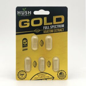 HUSH GOLD Kratom Extract Capsules - 5 count
