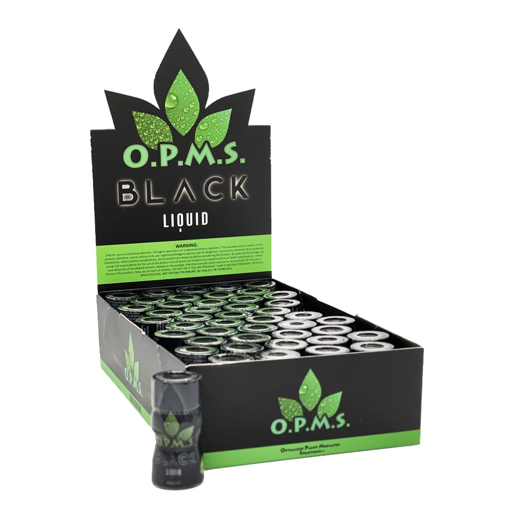 O.P.M.S Black Extract Kratom Liquid Shot – display box 8.8ml 45 bottles