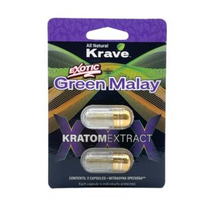 Krave Exotic Green Malay Kratom Extract Capsule - 1 oz 2 Ct.
