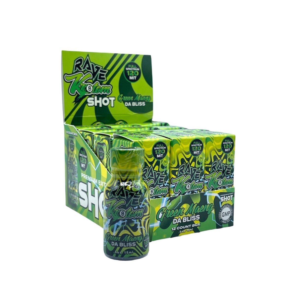 Rave Green Maeng Da Bliss Kratom Liquid Shot – 15ml 12 bottles