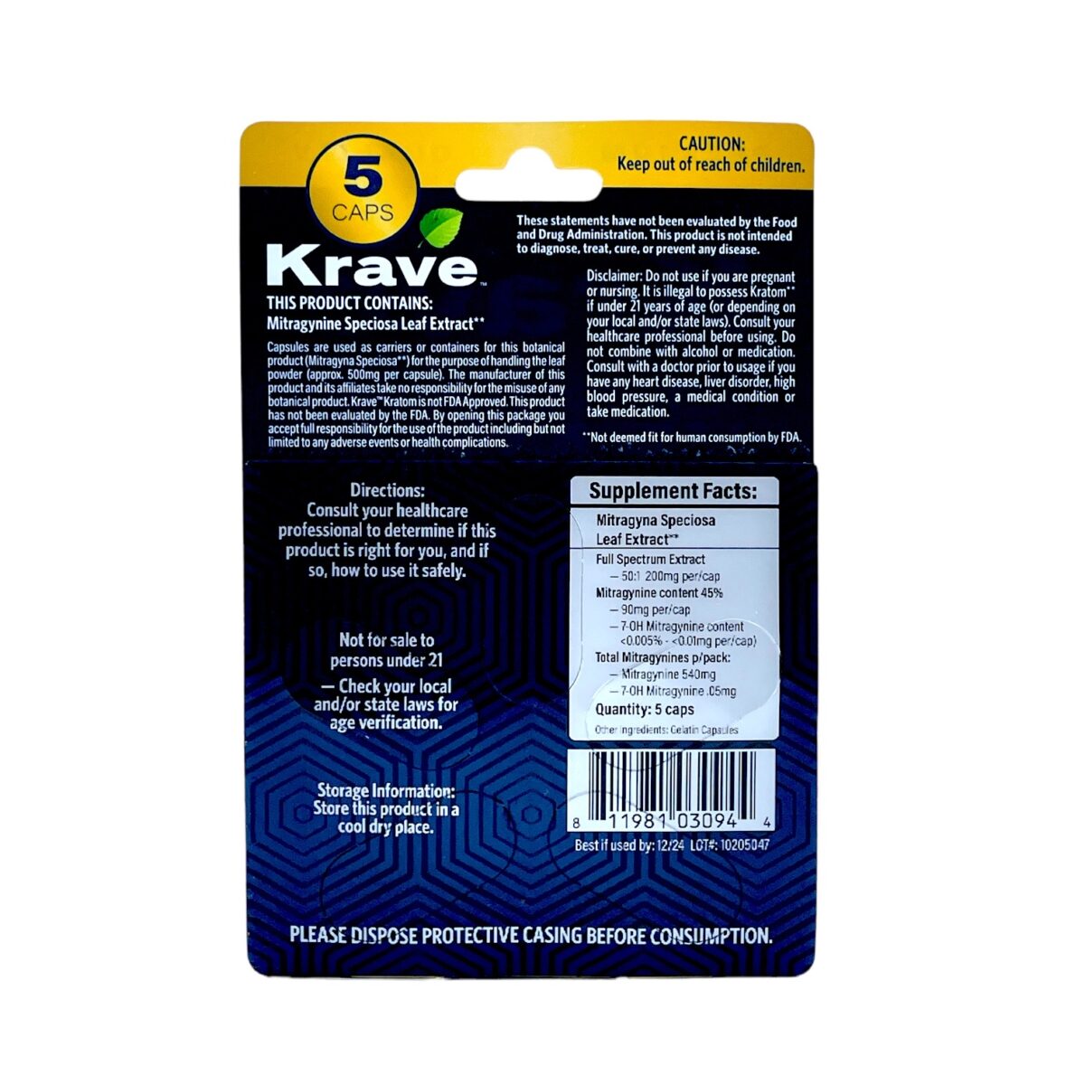 Krave Ultra Enhanced Indo Kratom Extract, 5 count