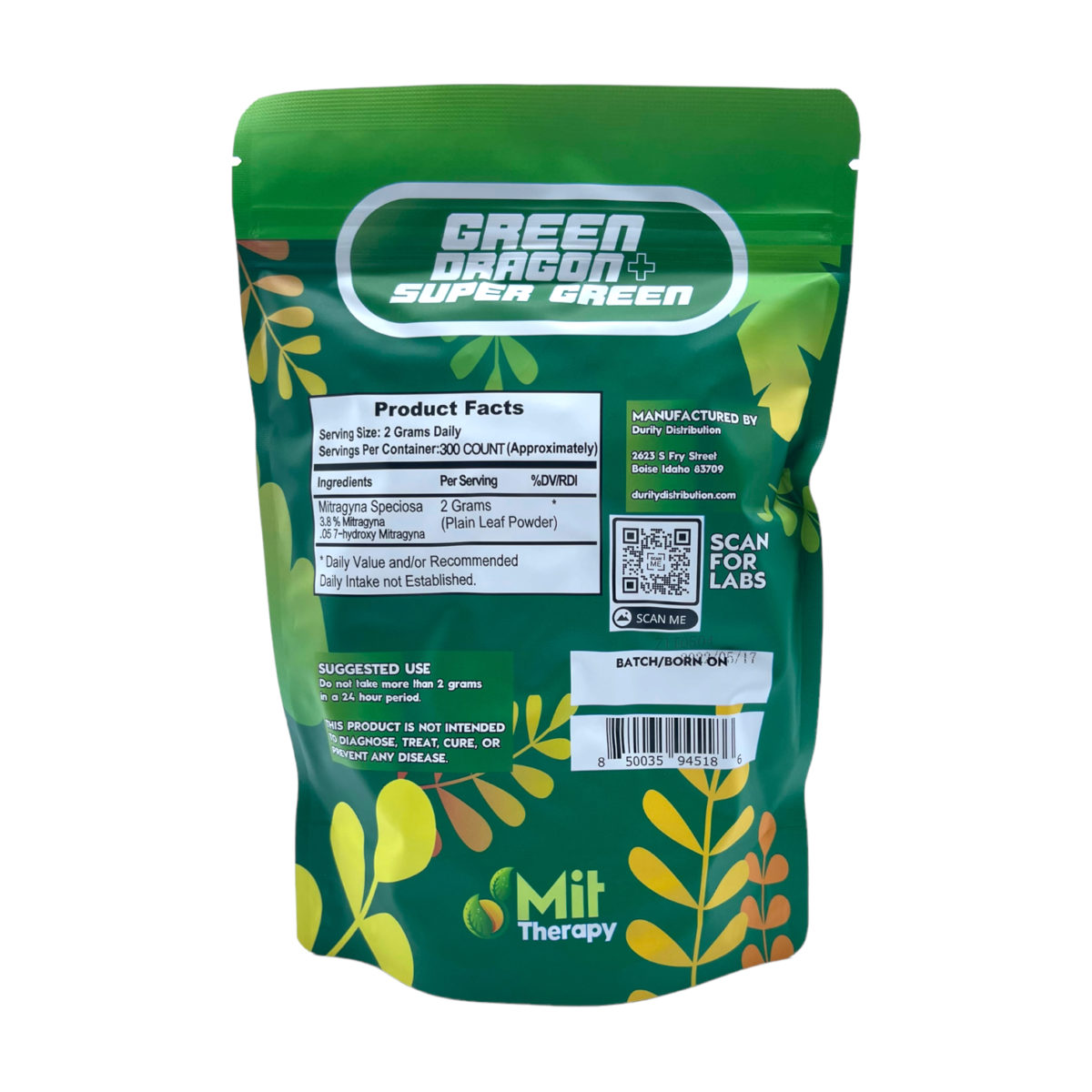 MIT Therapy Green Dragon Super Green Extract Enhanced Kratom Powder