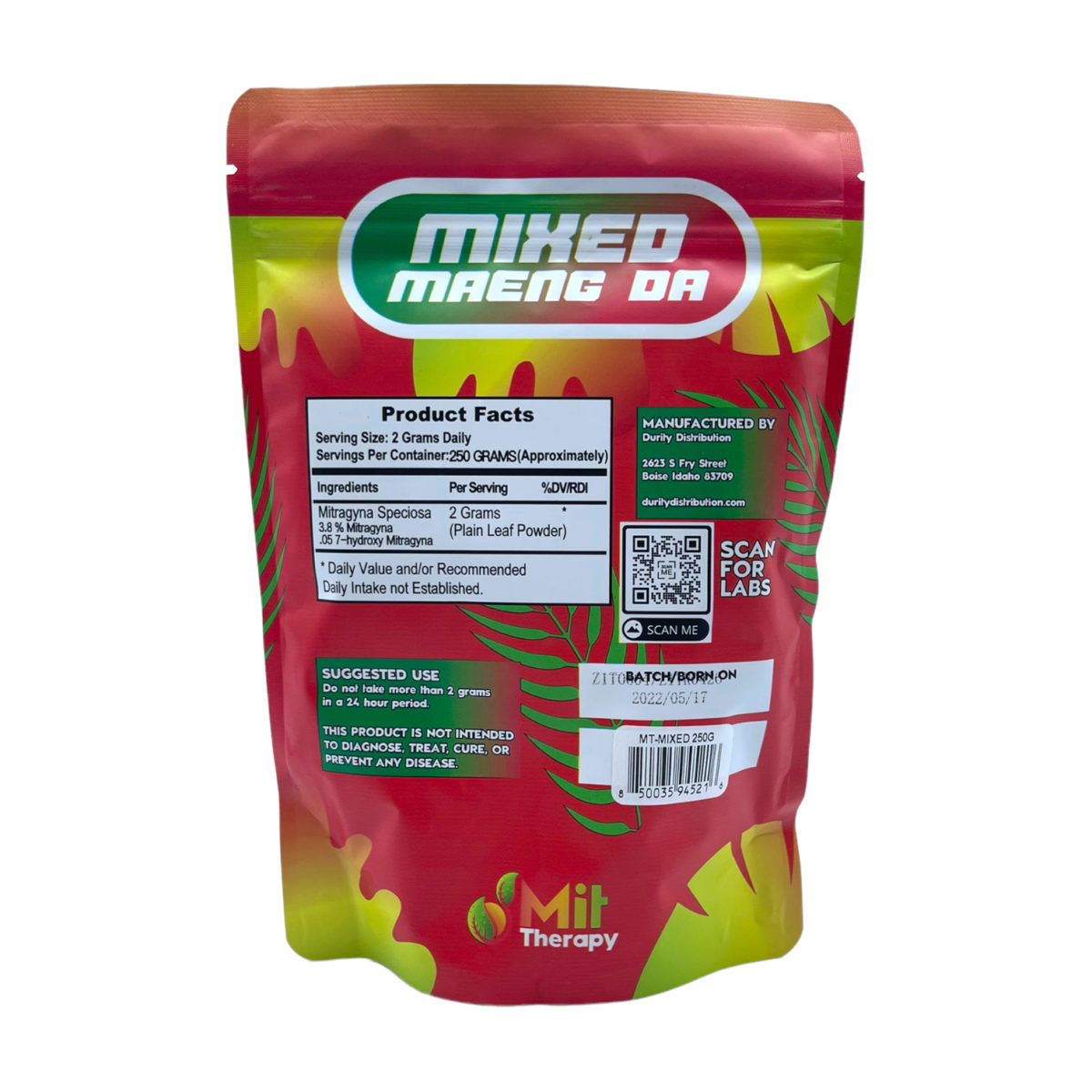 MIT Therapy Mixed Maeng Da Extract Enhanced Kratom Powder