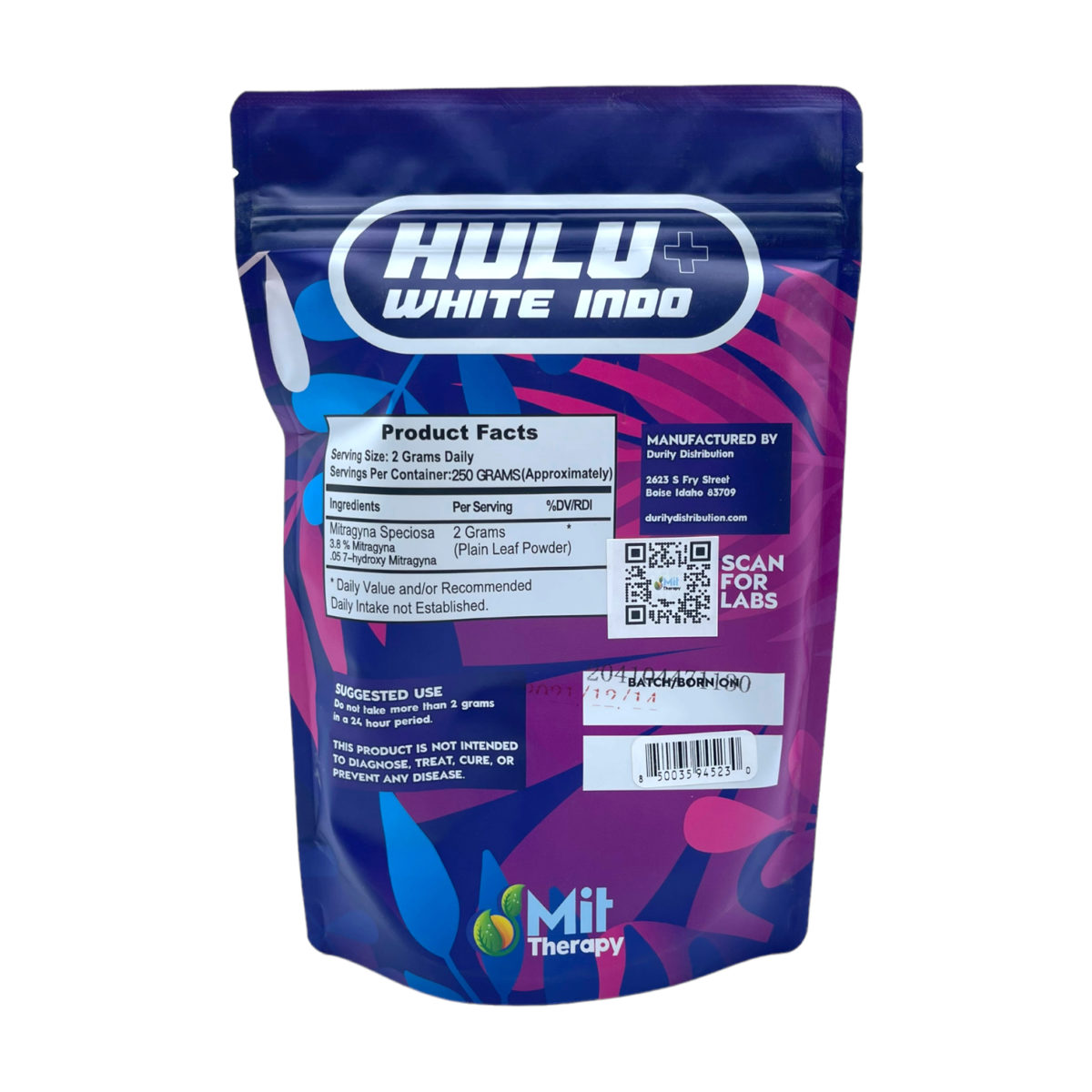 MIT Therapy Hulu White Indo Extract Enhanced Kratom Powder