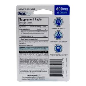 Relax Aid Proprietary Blend Capsule 600mg 2ct