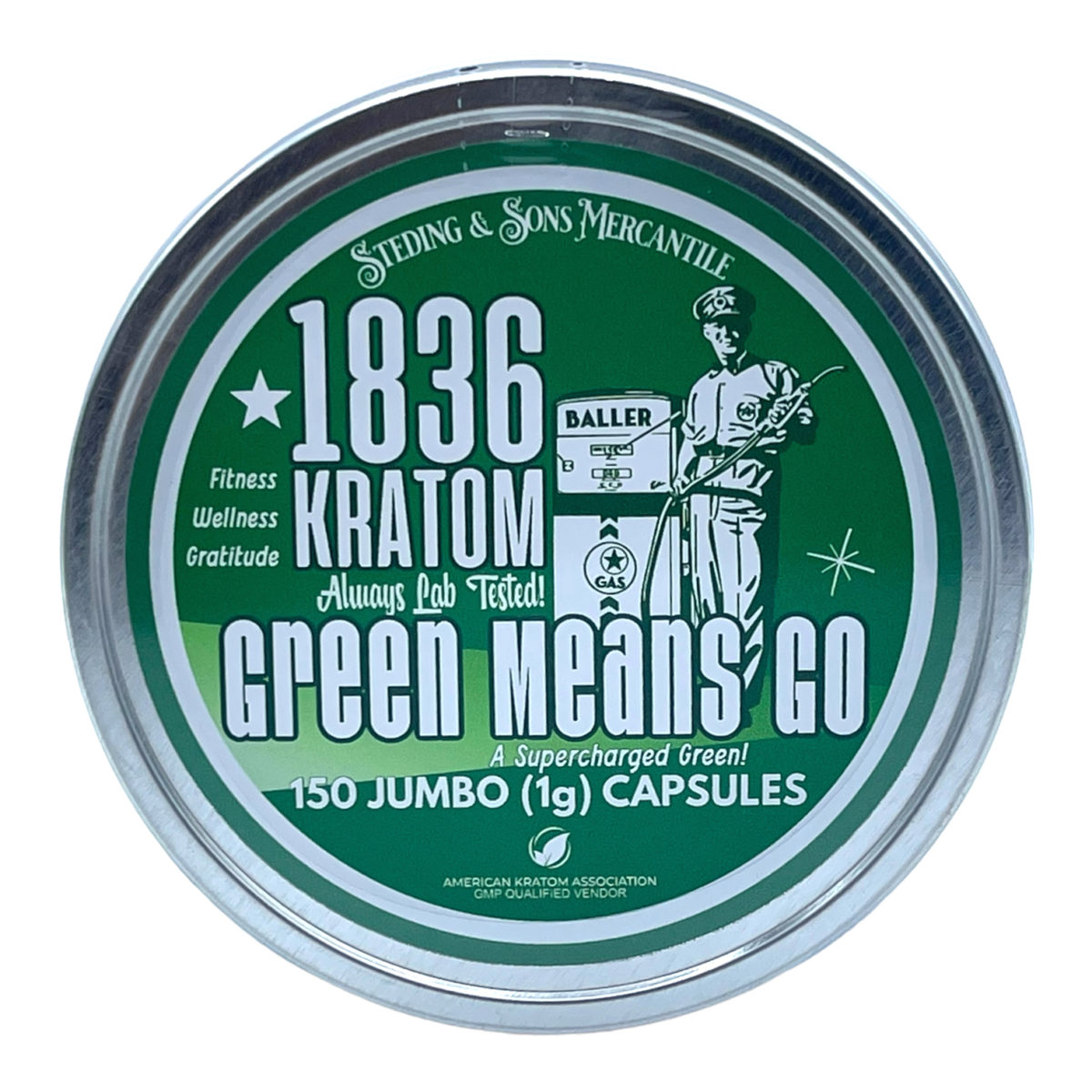 1836 Kratom Green Maeng Da Means Go Kratom Jumbo Capsules