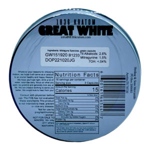 1836 Kratom Great White Jumbo Capsules