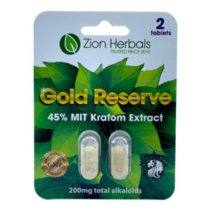 Zion Herbals Gold Reserve Kratom Extract Tablets 45%- 2 count