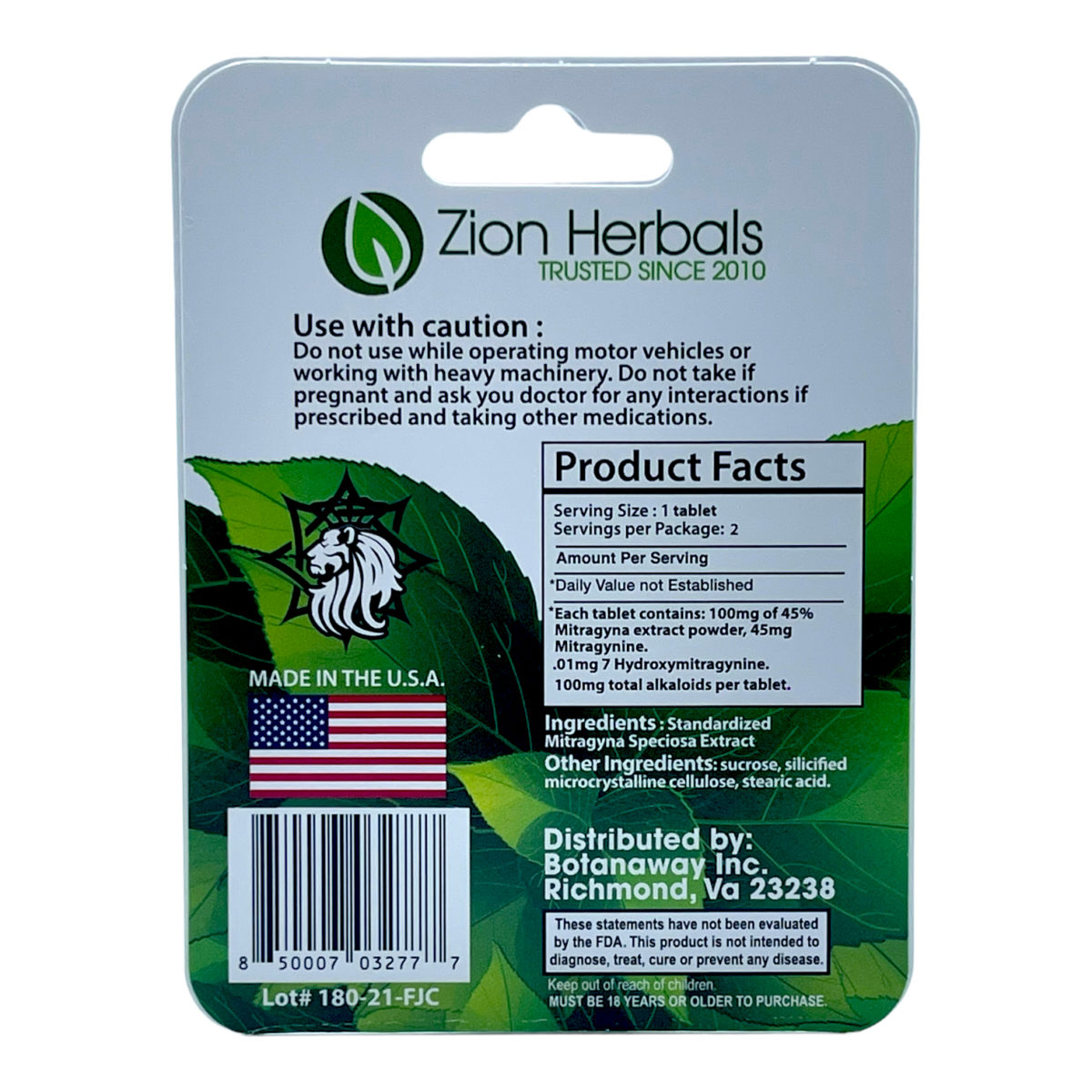 Zion Herbals Gold Reserve Kratom Extract Tablets 45%