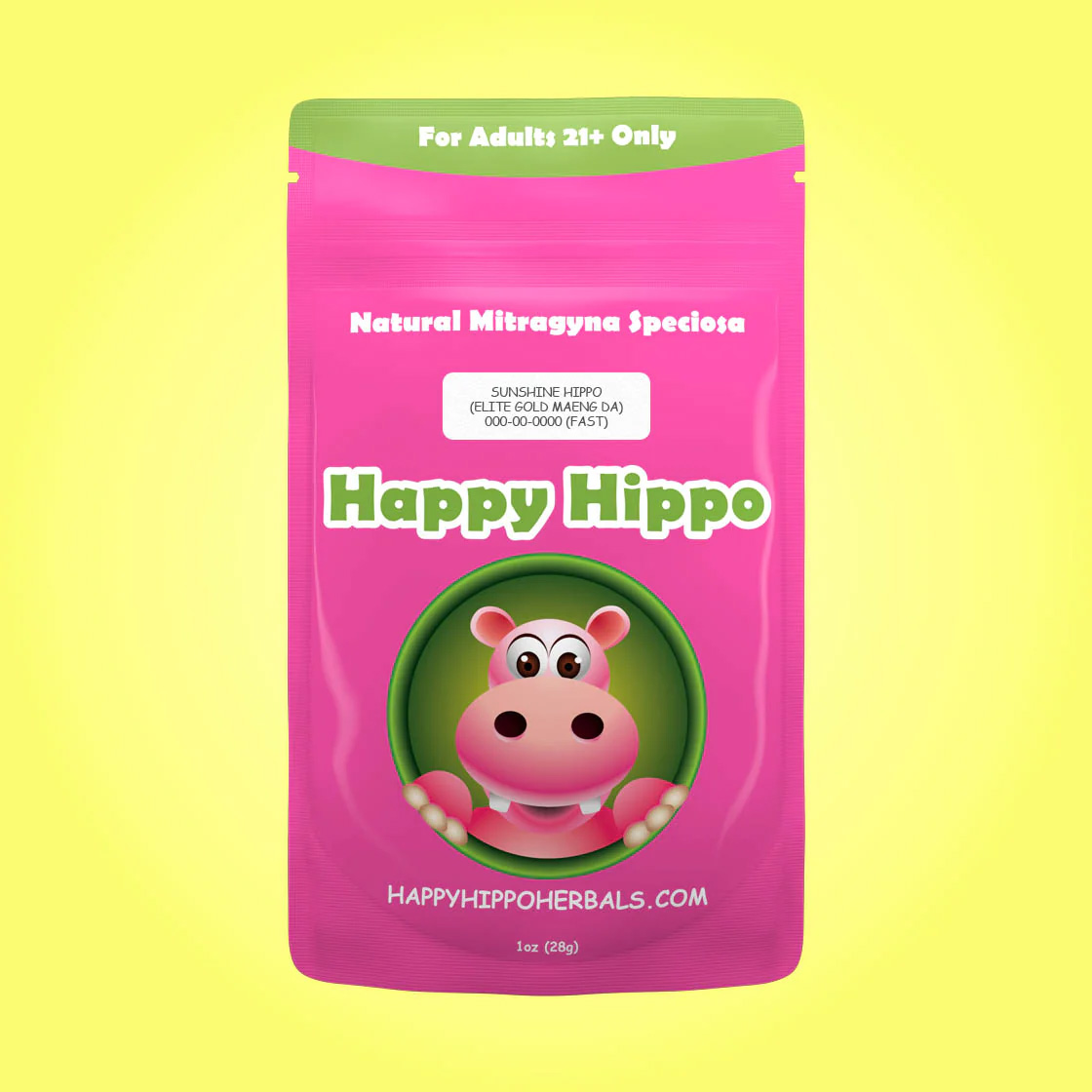 Happy Hippo Elite Yellow Vein Maeng Da Kratom Powder – Sunshine Hippo
