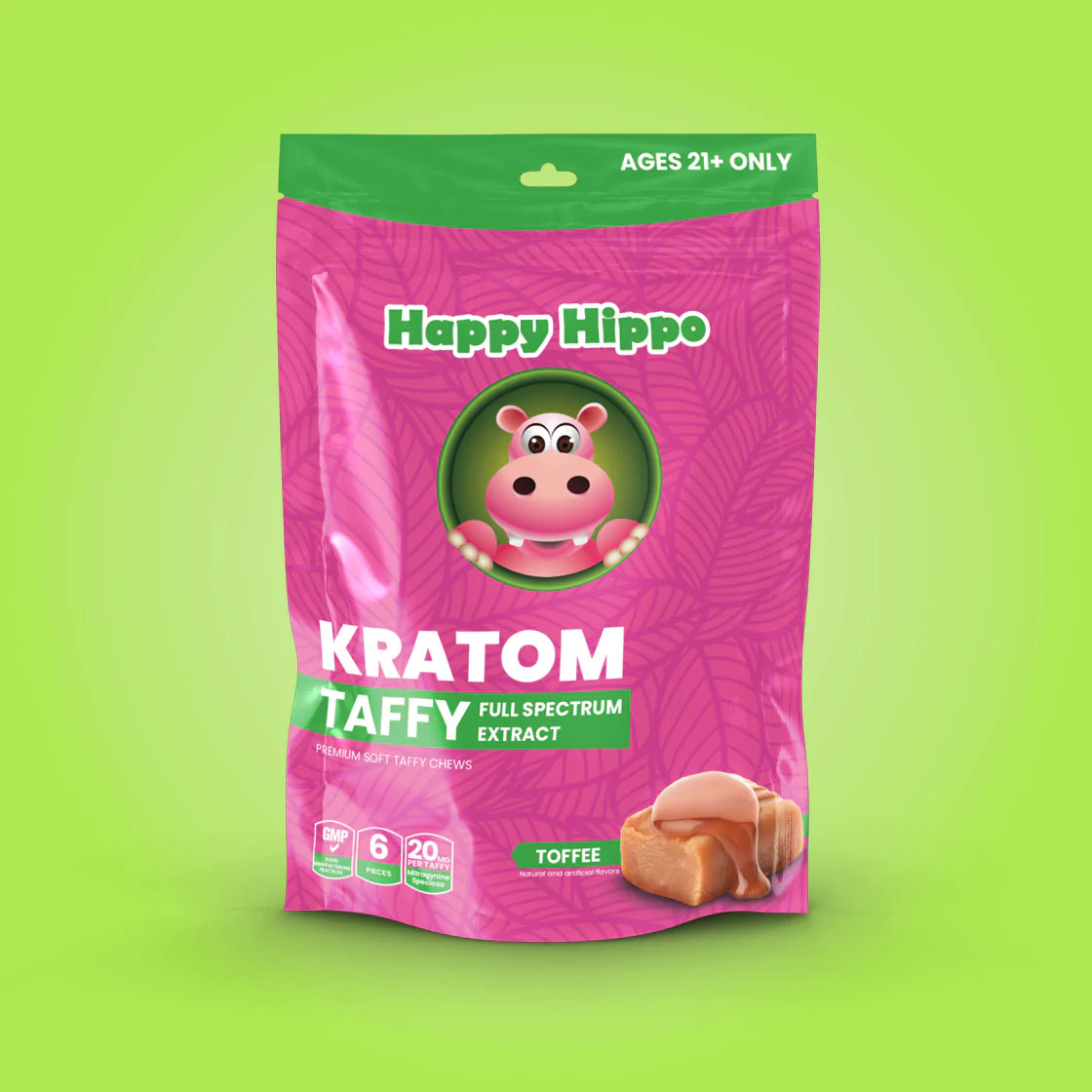 Happy Hippo Kratom Taffy Extract Chews – 6 count