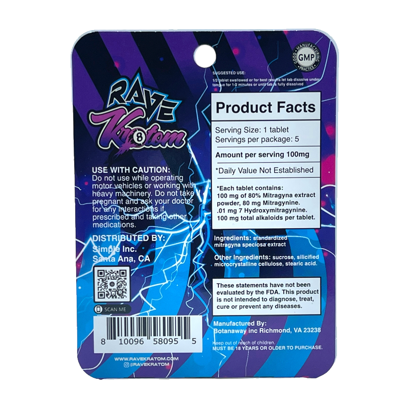 Rave Kratom Max Strength Kratom Extract Tablets – 5 ct