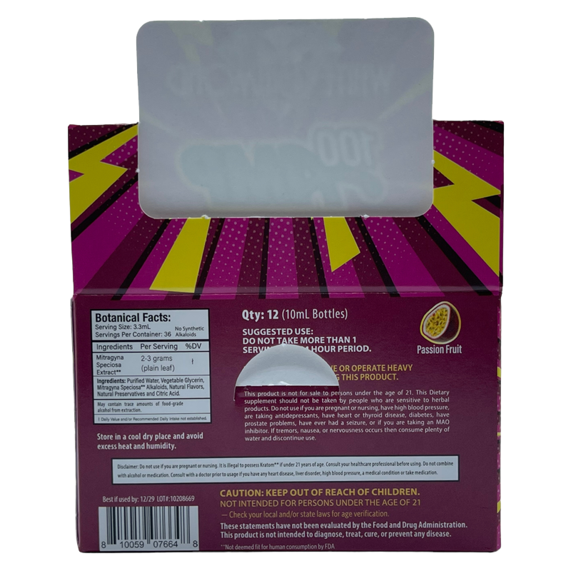 White Diamond AMP 100 Passion Fruit Kratom Extract Shot – 10ml