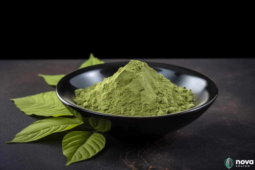 Green Indo Kratom bowl & leaves