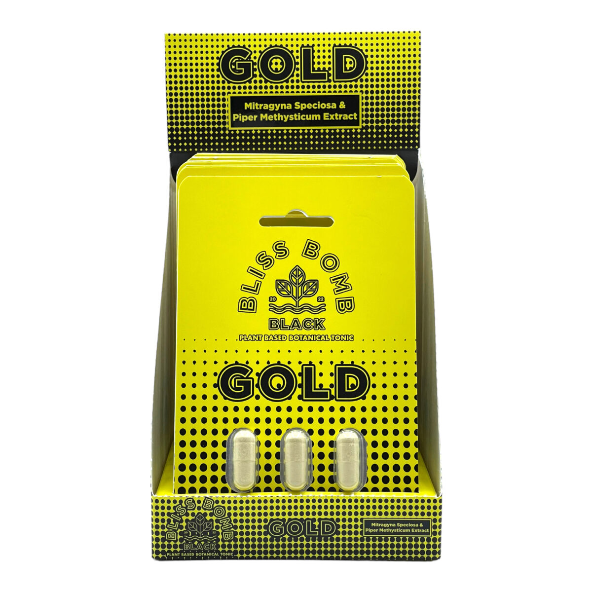 Bliss Bomb Gold Kava Kratom Extract Capsules – 3ct.