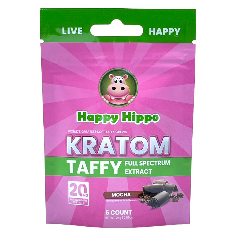 Happy Hippo Mocha Kratom Taffy Extract Chews – 6ct