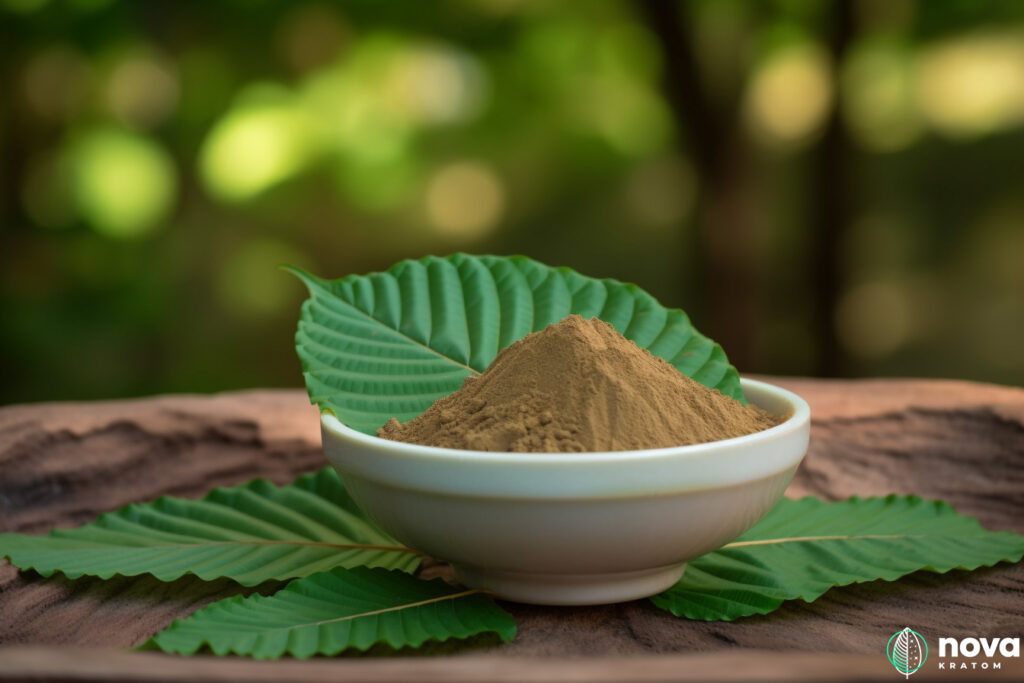 thai kratom bowl and leaf