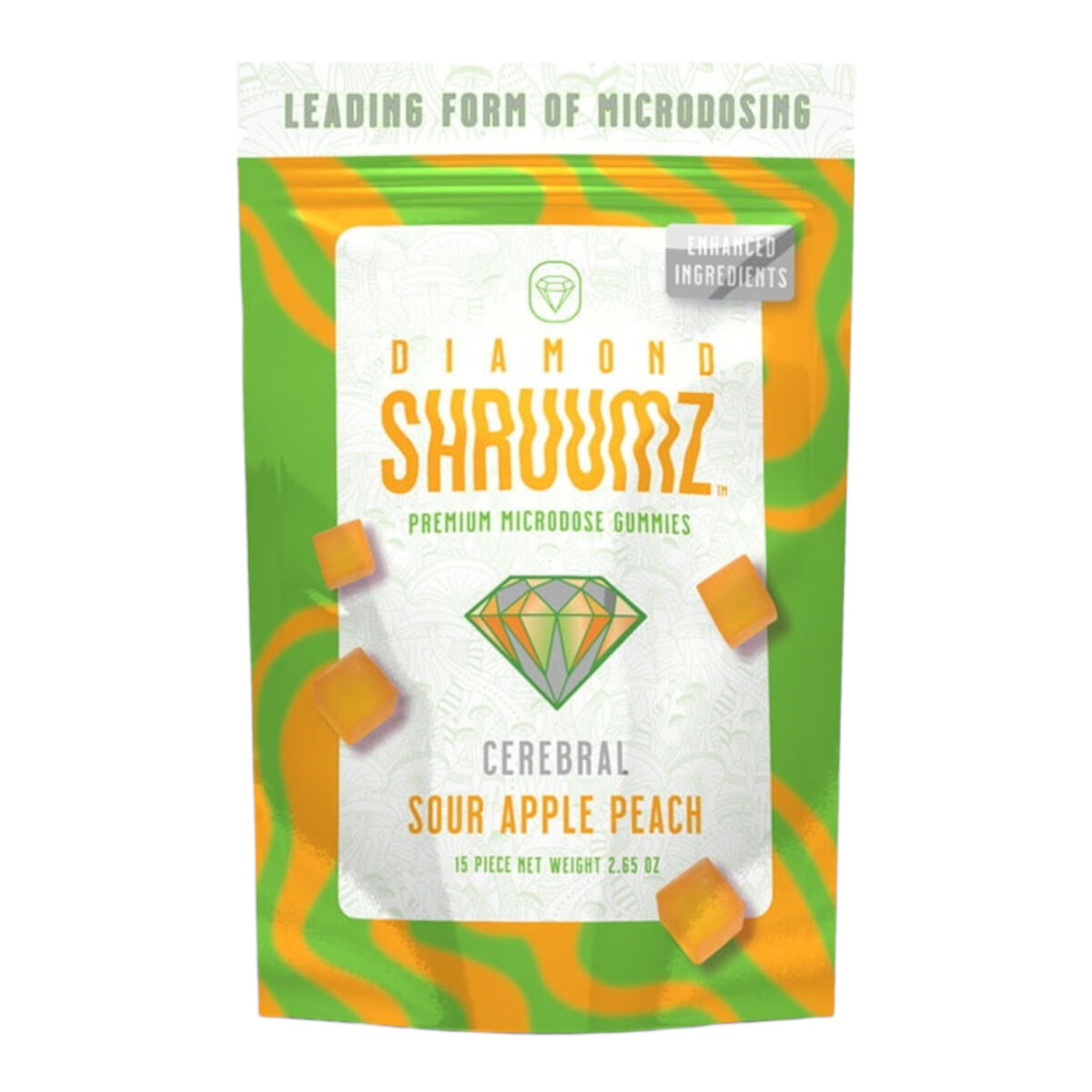 Diamond Shruumz Gummies Sour Apple Peach – 15ct.