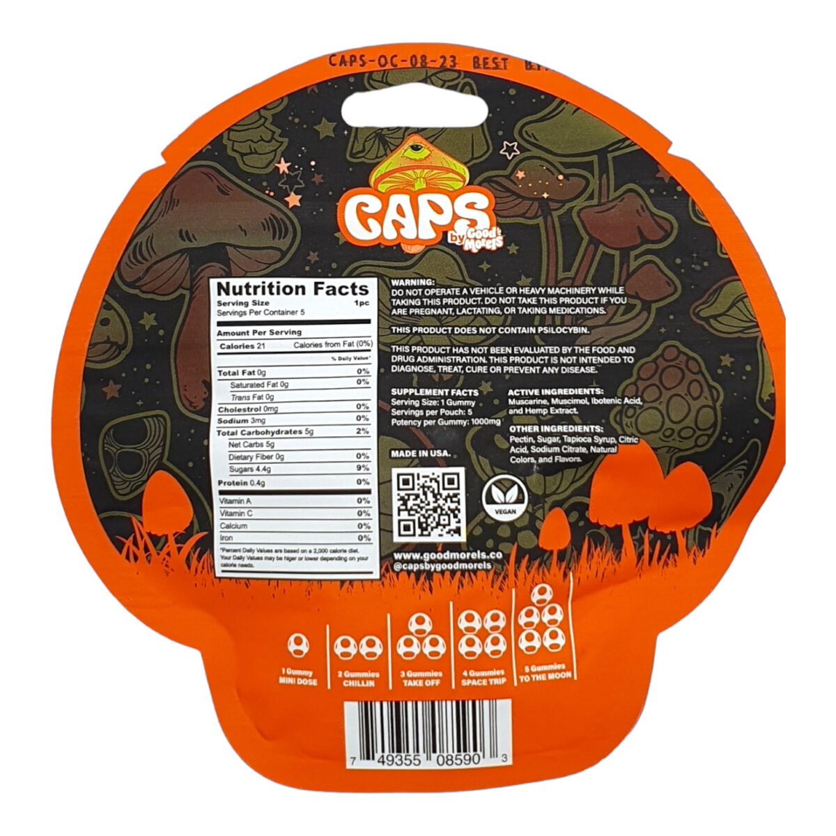 CAPS Mushroom Amanita Gummies Orange Crush – 5ct