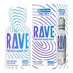 Rave Kratom – White Dragon Peach Berry Shot 140mg 15mL