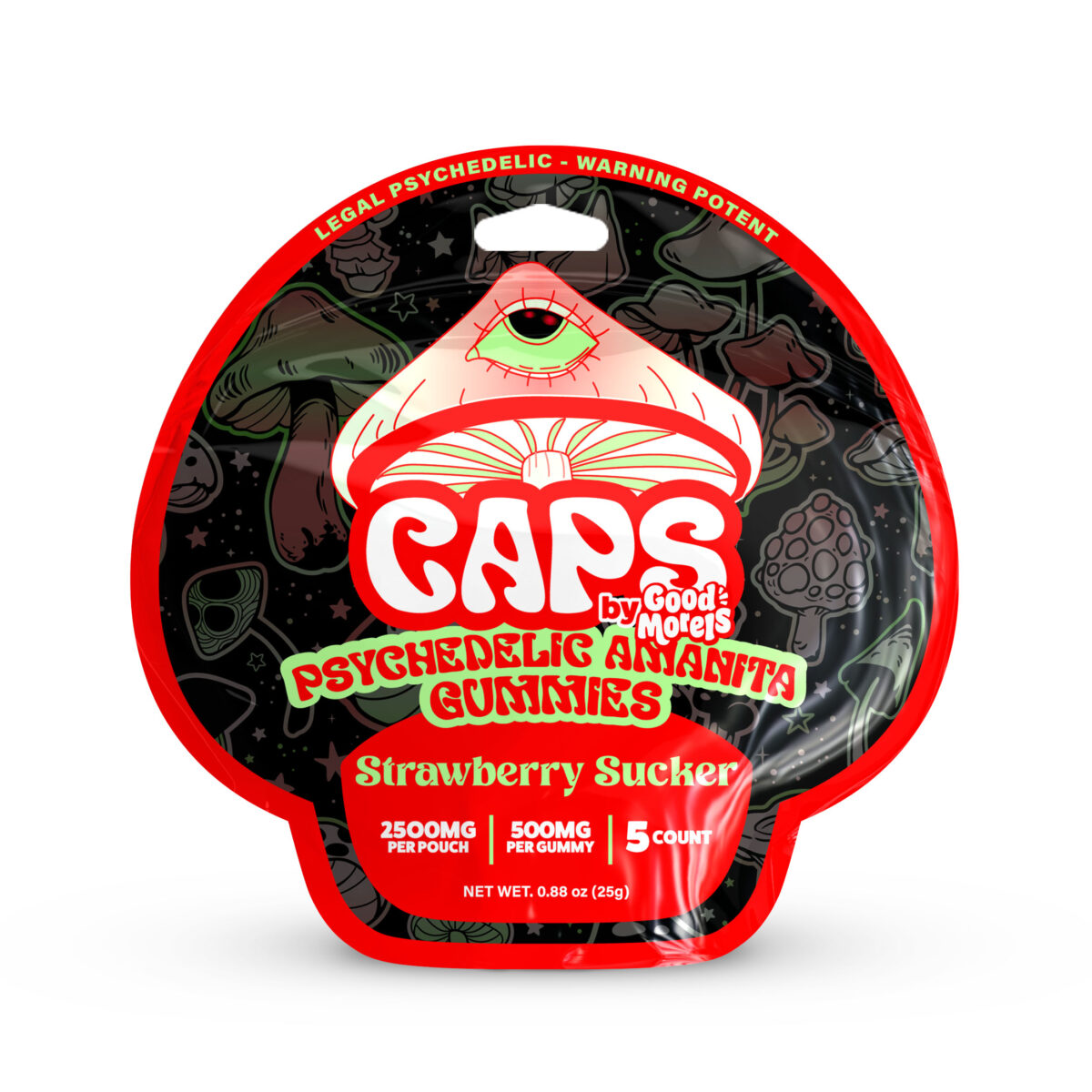 CAPS Mushroom Amanita Gummies Strawberry Sucker – 5ct
