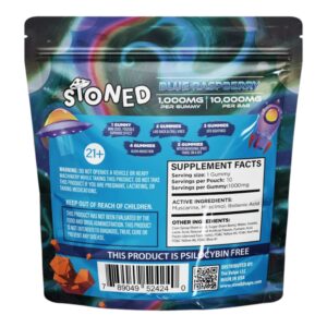 Stoned Blue Raspberry Mushroom Gummies