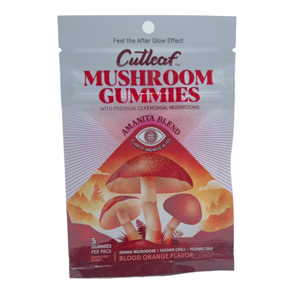 Cutleaf Mushroom Gummies Blood Orange Flavor 3 Pack (500mg Per Gummy)