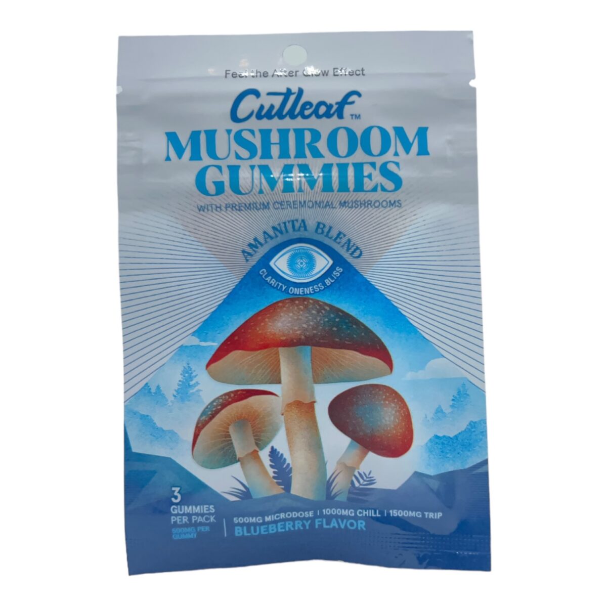 Cutleaf Mushroom Gummies Blueberry Flavor 3 Pack (500mg Per Gummy)