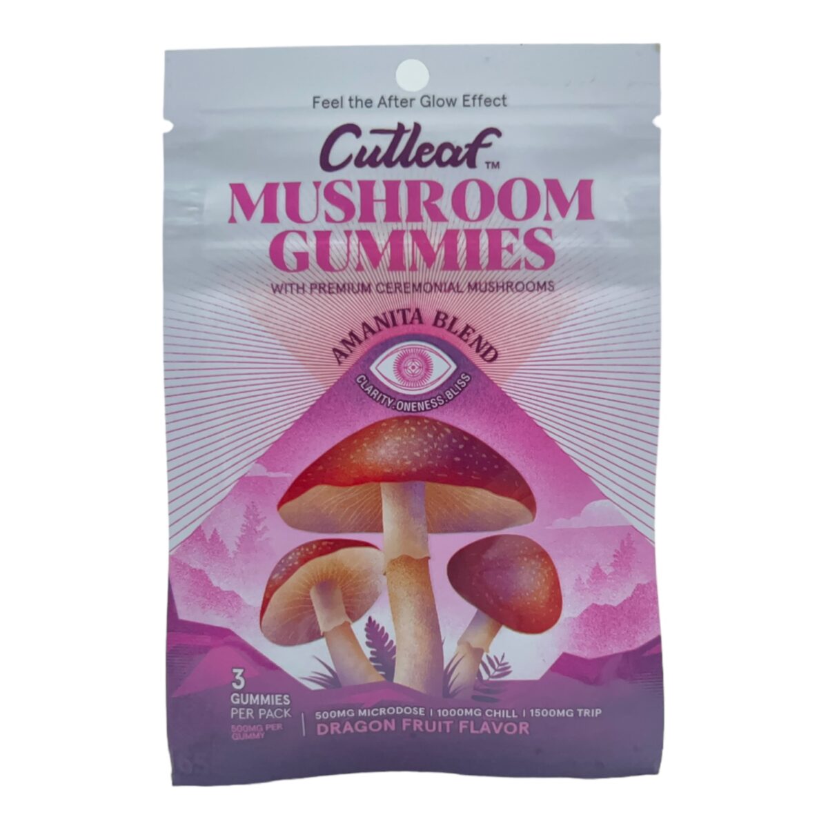 Cutleaf Mushroom Gummies Dragon Fruit 3 Pack (500mg Per Gummy)
