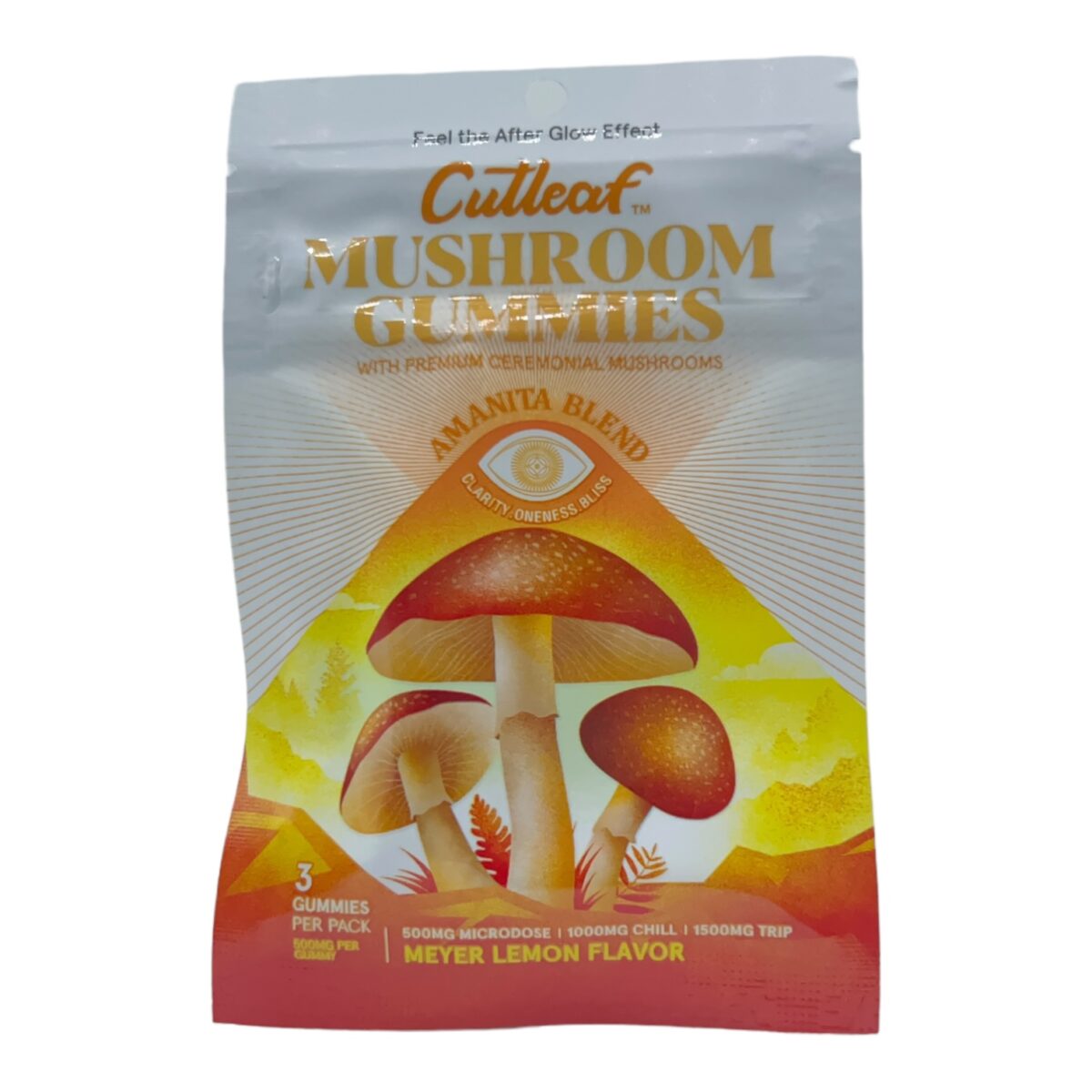Cutleaf Mushroom Gummies Meyer Lemon Flavor 3 Pack (500mg Per Gummy)