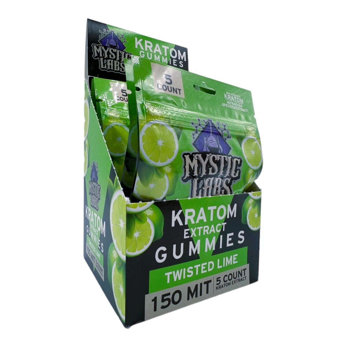 Mystic Labs Kratom Gummies, Twisted Lime – 5 Count  (150 MIT)