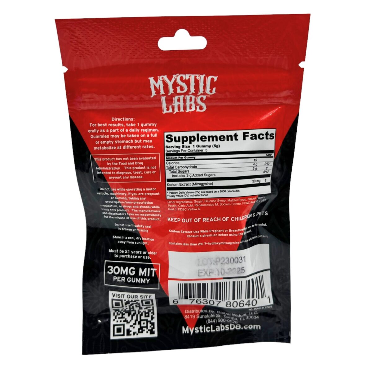 Mystic Labs Kratom Gummies Blood Orange – 5 Count  (150 MIT)