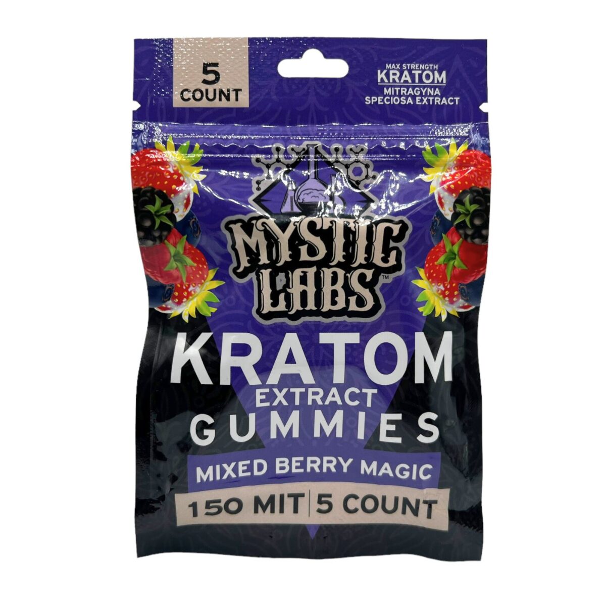 Mystic Labs Kratom Gummies Mixed Berry Magic – 5 Count  (150 MIT)