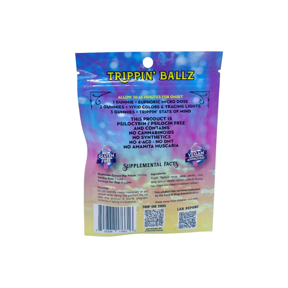 Trippin Ballz Mushroom Gummies Pineapple 100MG (DEAL BUY 5 GET 1)