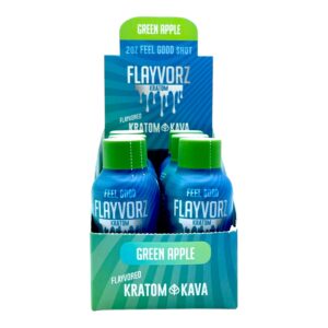Flayvorz Kratom Kava Green Apple Shot 50mg Kratom 500mg Kava 55mL