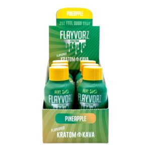 Flayvorz Kratom Kava Pineapple Shot 50mg Kratom 500mg Kava 55mL