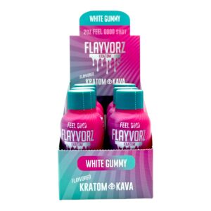 Flayvorz Kratom Kava White Gummy Shot 50mg Kratom 500mg Kava 55mL