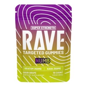 Rave Kratom Kava Sour Grape Gummies