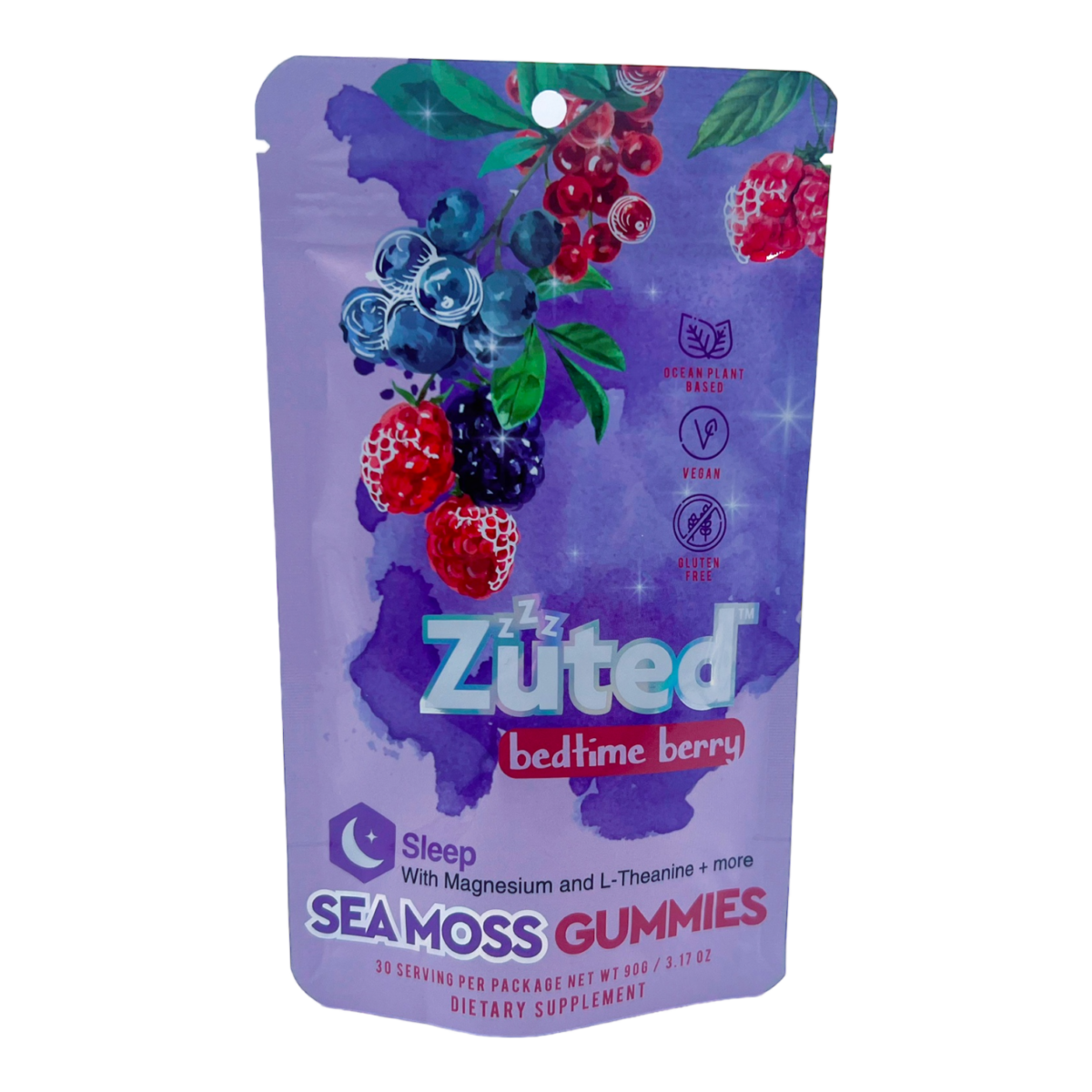 Zuted Bedtime Berry Sea Moss Sleep Gummies