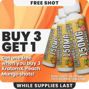 KratomX Kratom Caffeine Shot Peach Mango DEAL BUY 3 GET 1