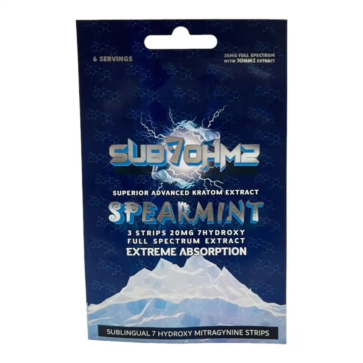 Sub 7 Ohmz 7-Oh Kratom Strip Spearmint 20mg