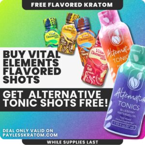 Alternative Tonics Kratom Kava Shots, 6 Free With Vital Elements Shots