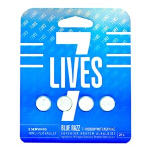 7 Lives Blue Razz 7 OH Kratom Tablets 18mg