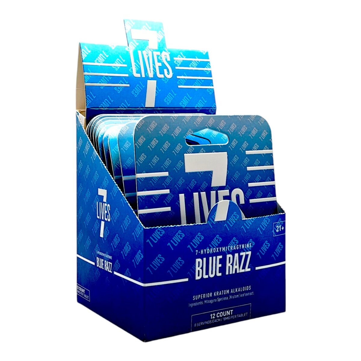 7 Lives Blue Razz 7-OH Kratom Tablets 18mg
